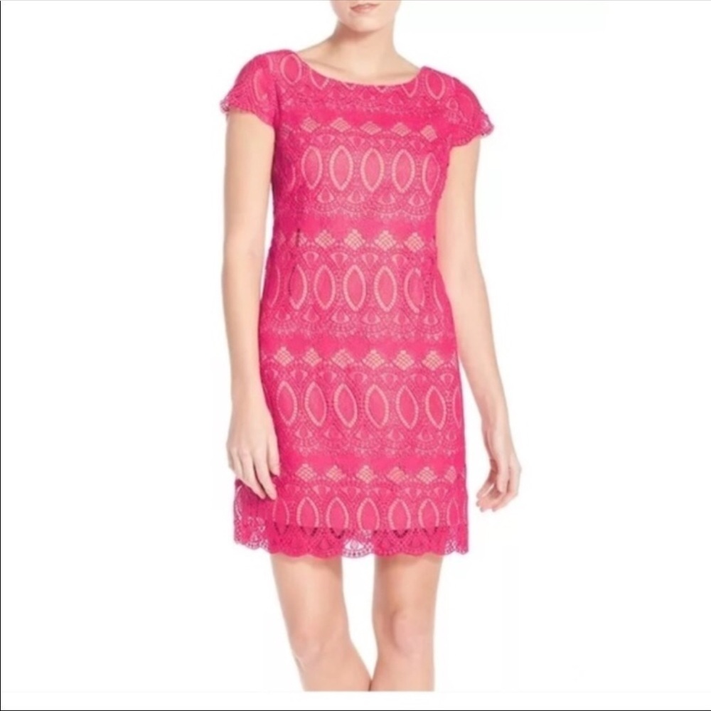 Eliza J Scalloped Crochet Lace Dress